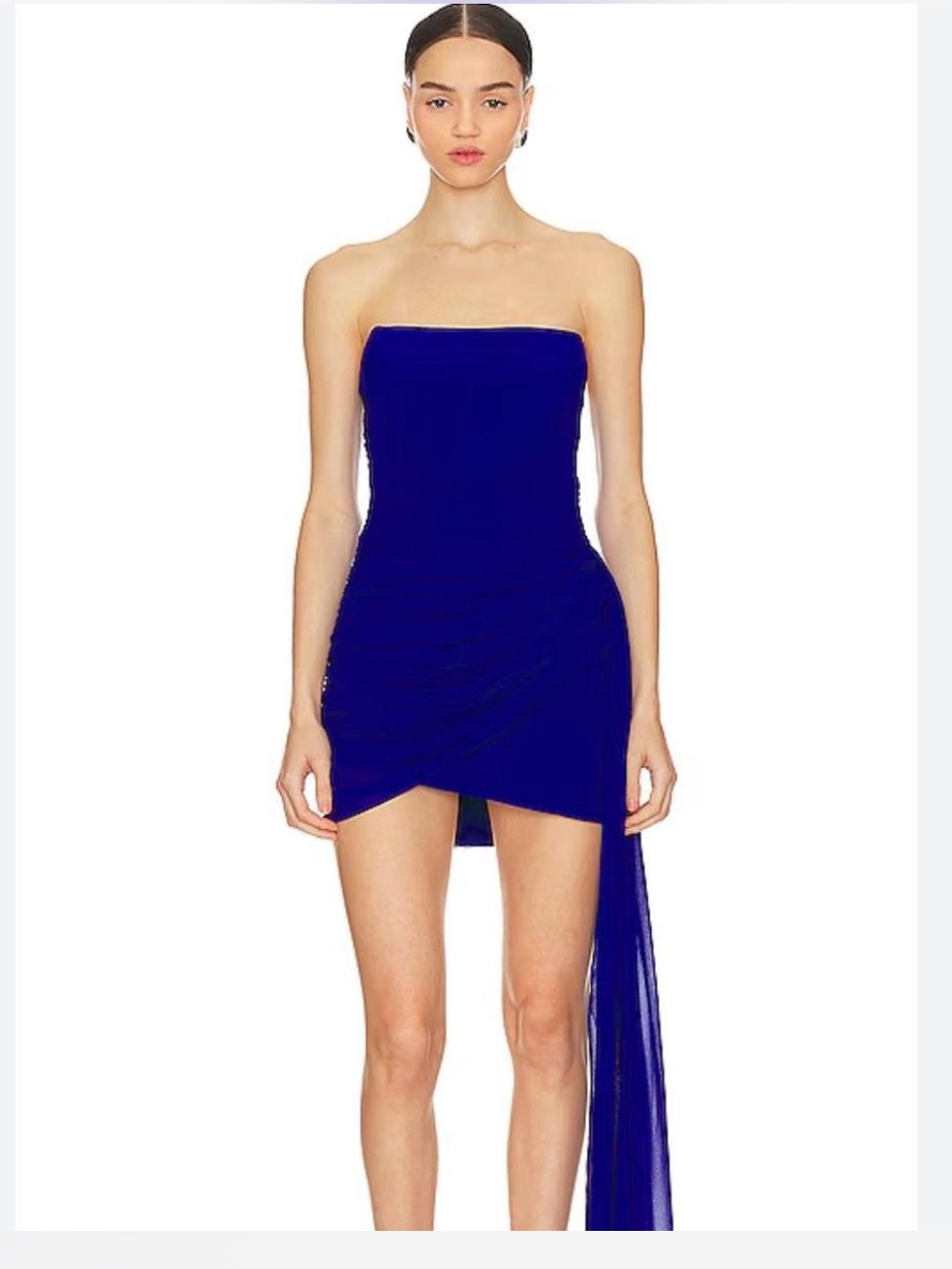 Strapless Cobalt Blue Asymmetric Mini Dress